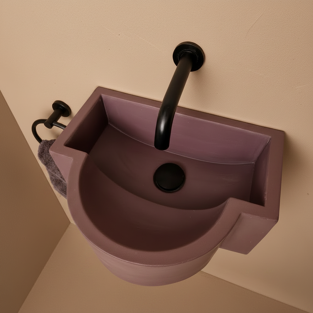 burgundy wall mounted architectual concrete sink