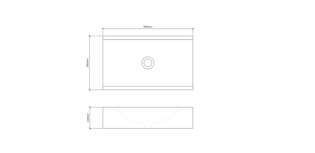 AVA Concrete Basin with Wavy Interior - Atelier Collection (50x30cm)