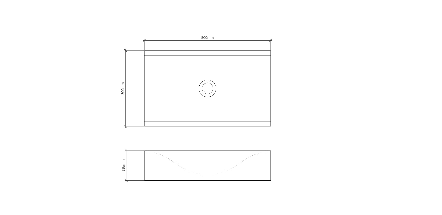 AVA Concrete Basin with Wavy Interior - Atelier Collection (50x30cm)