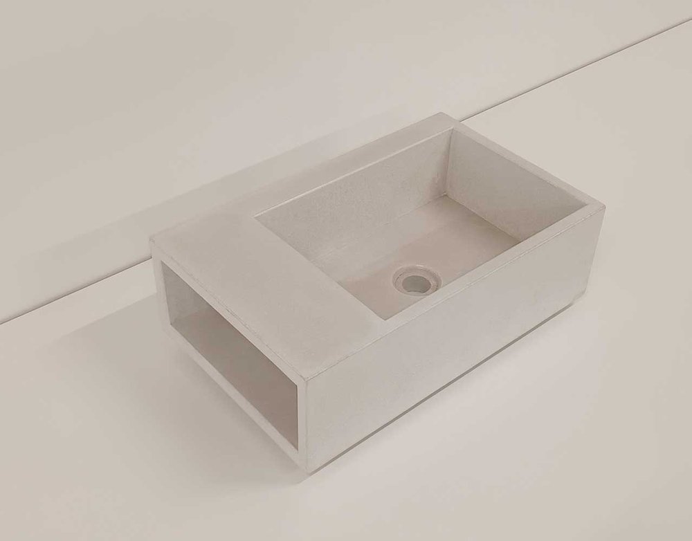 ELIZA Concrete Basin with Open Storage - Alcove Collection (50x35cm)