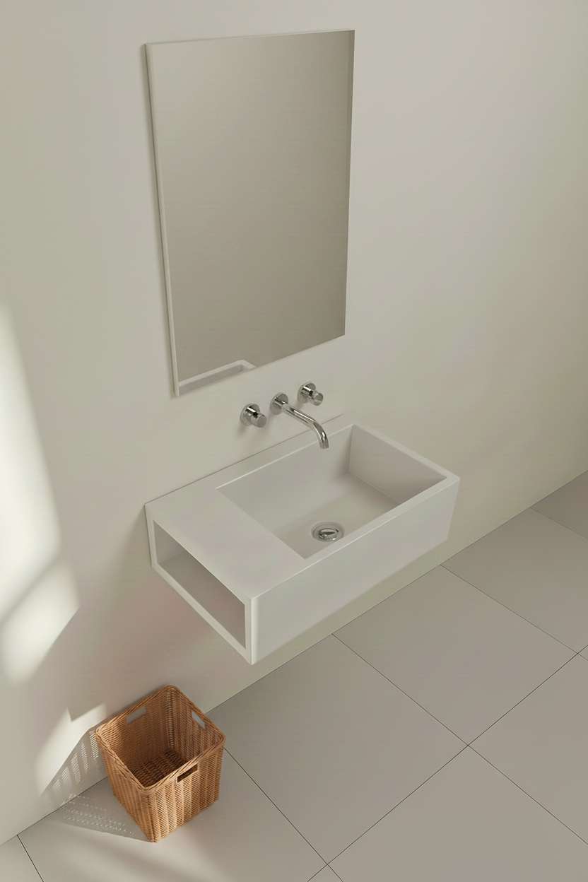 ELIZA Concrete Basin with Open Storage - Alcove Collection (50x35cm)