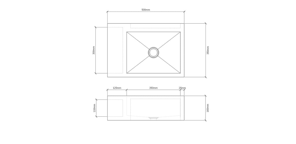 ELIZA Concrete Basin with Open Storage - Alcove Collection (50x35cm)