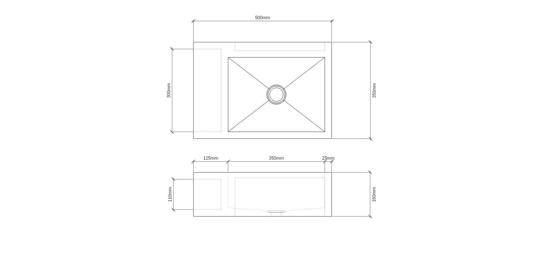 ELIZA Concrete Basin with Open Storage - Alcove Collection (50x35cm)