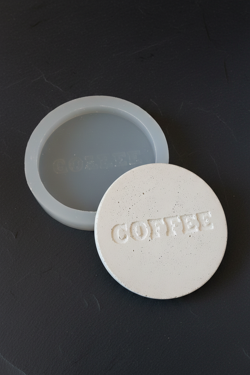 COFFEE Round Concrete Coaster Silicone Mould