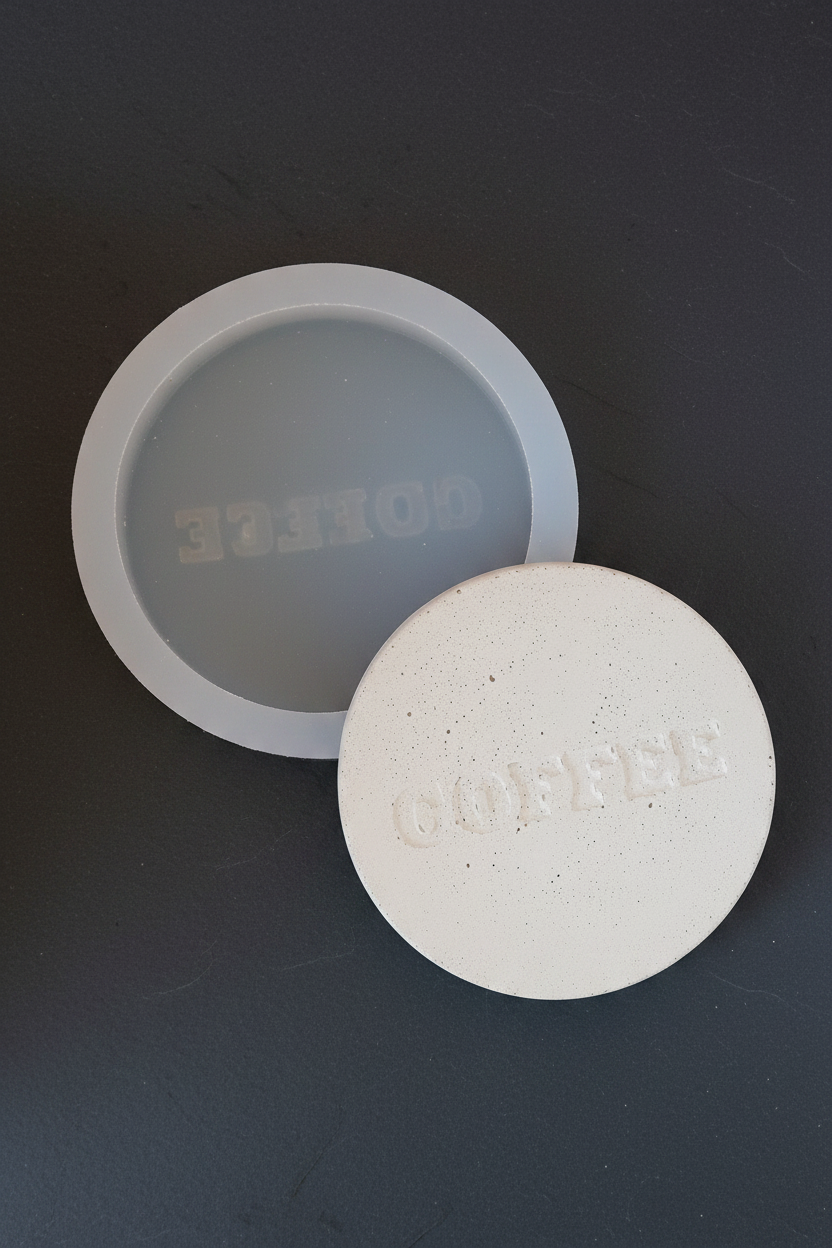 COFFEE Round Concrete Coaster Silicone Mould