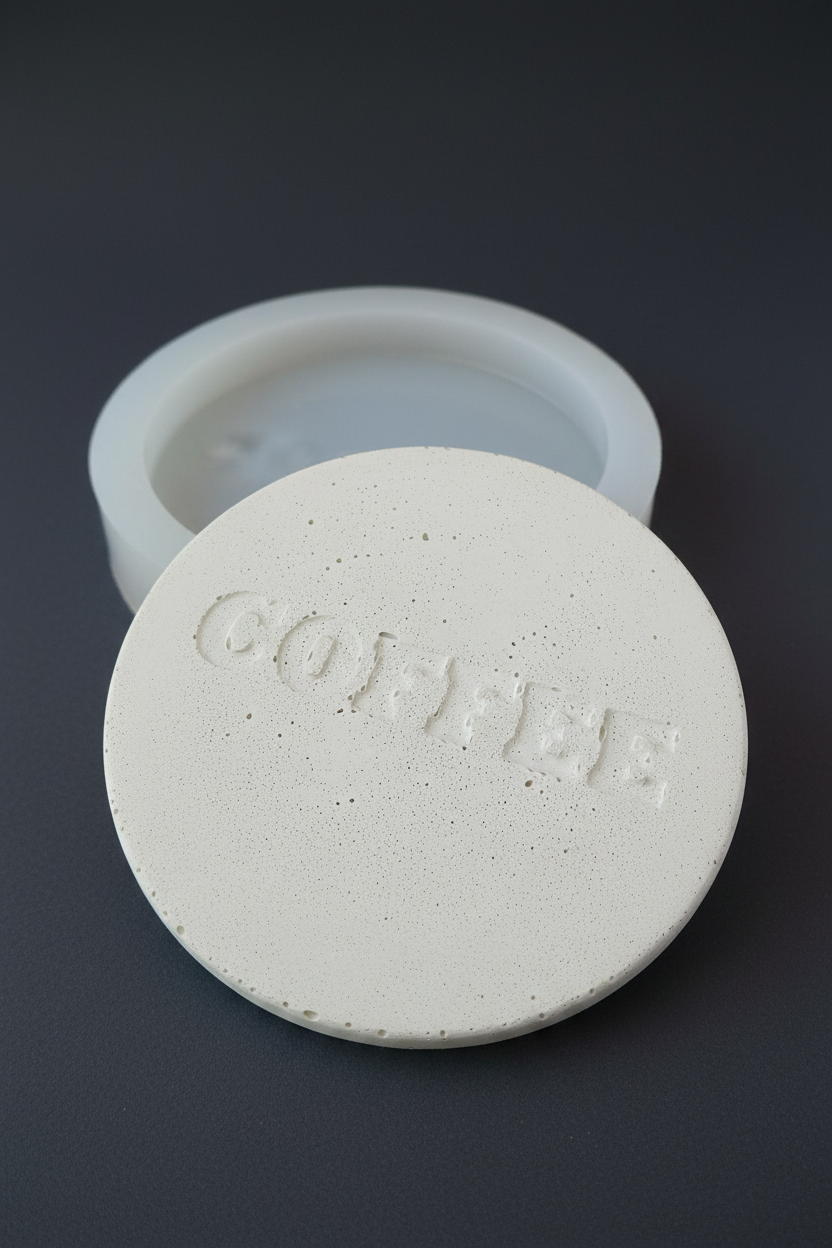 COFFEE Round Concrete Coaster Silicone Mould