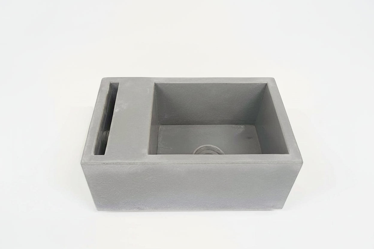 LARA Concrete Basin with Towel Rail - Alcove Collection (40x25cm)