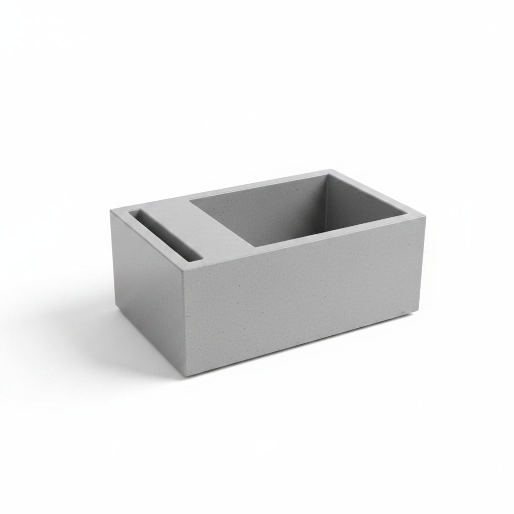 LARA Concrete Basin with Towel Rail - Alcove Collection (40x25cm)