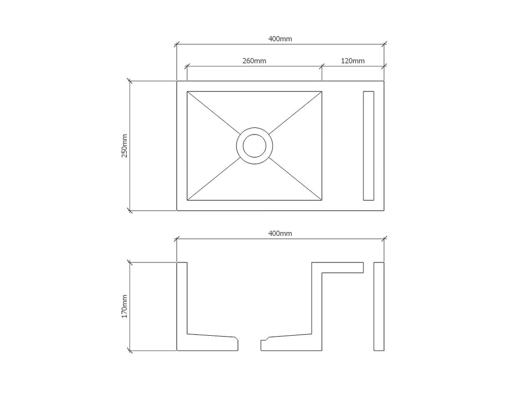 LARA Concrete Basin with Towel Rail - Alcove Collection (40x25cm)