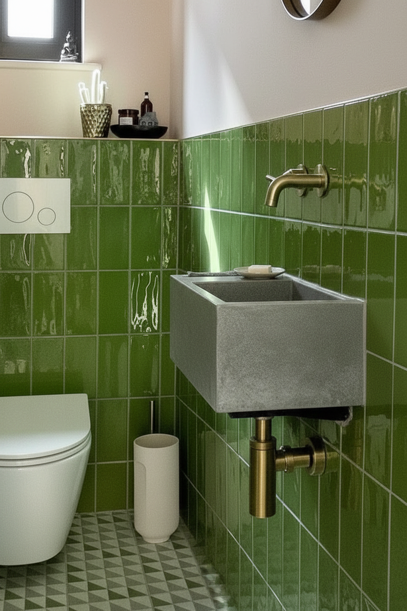 LARA Concrete Basin with Towel Rail - Alcove Collection (40x25cm)