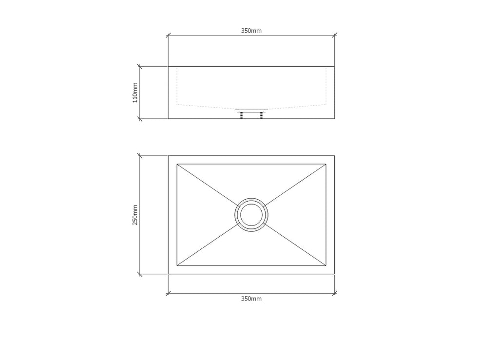 MINI concrete sink construction drawing with detailed dimensions