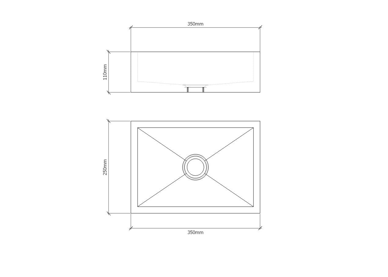 MINI concrete sink construction drawing with detailed dimensions
