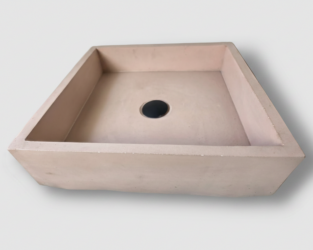 pink concrete rectangular sink