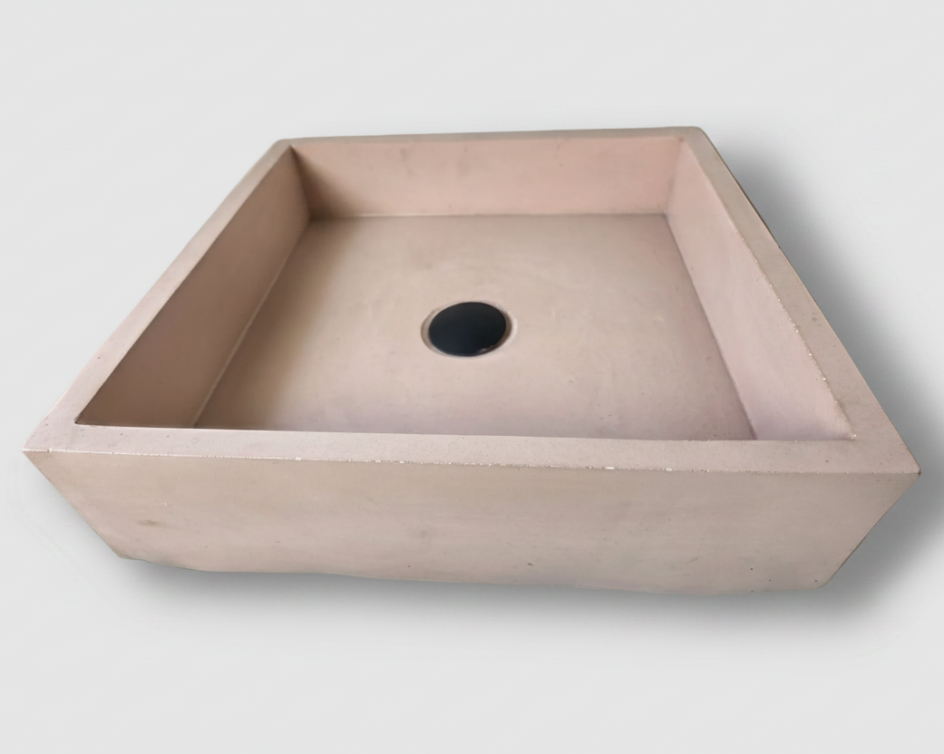 pink concrete rectangular sink