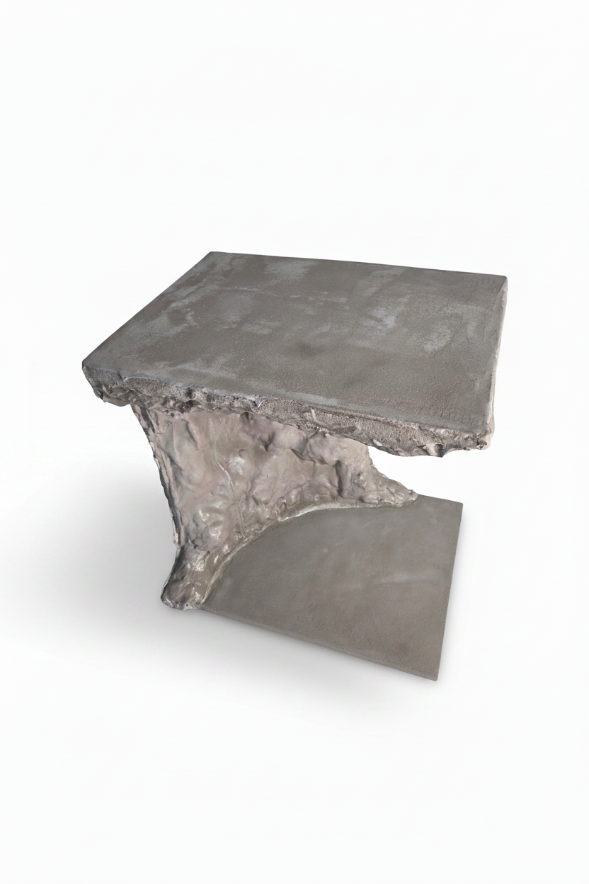 Thea Parallel Side Table - Handcrafted Concrete Sculptural Table