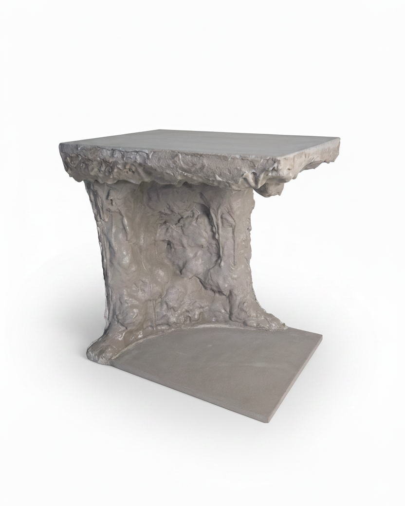 Thea Parallel Side Table - Handcrafted Concrete Sculptural Table