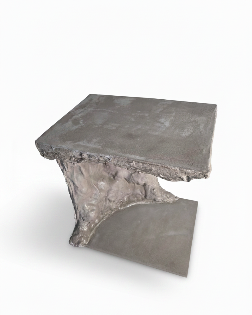 Thea Parallel Side Table - Handcrafted Concrete Sculptural Table