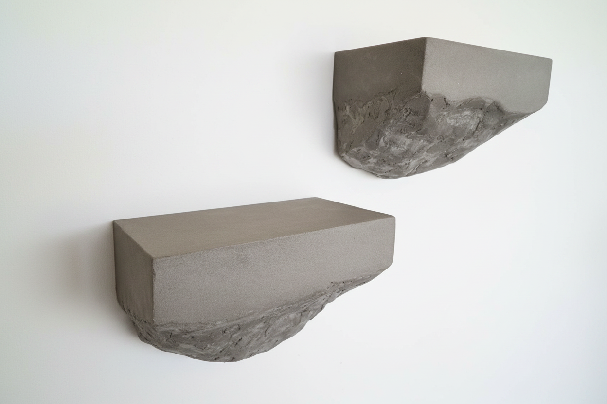 Close-up of raw textured underside finished in microcement