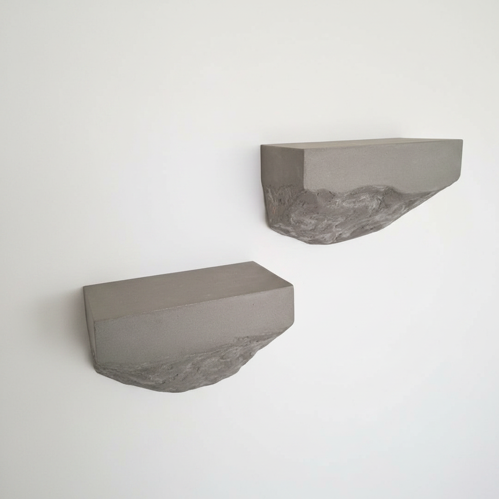 Two shelves installed at staggered heights on white wall