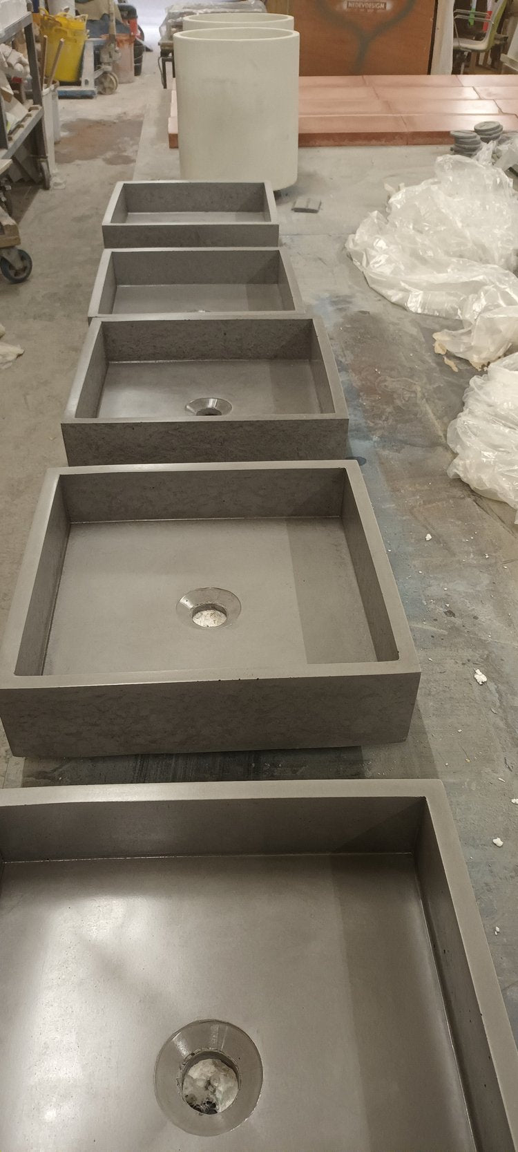 A production run of our MAXI concrete basins for a restaurant project