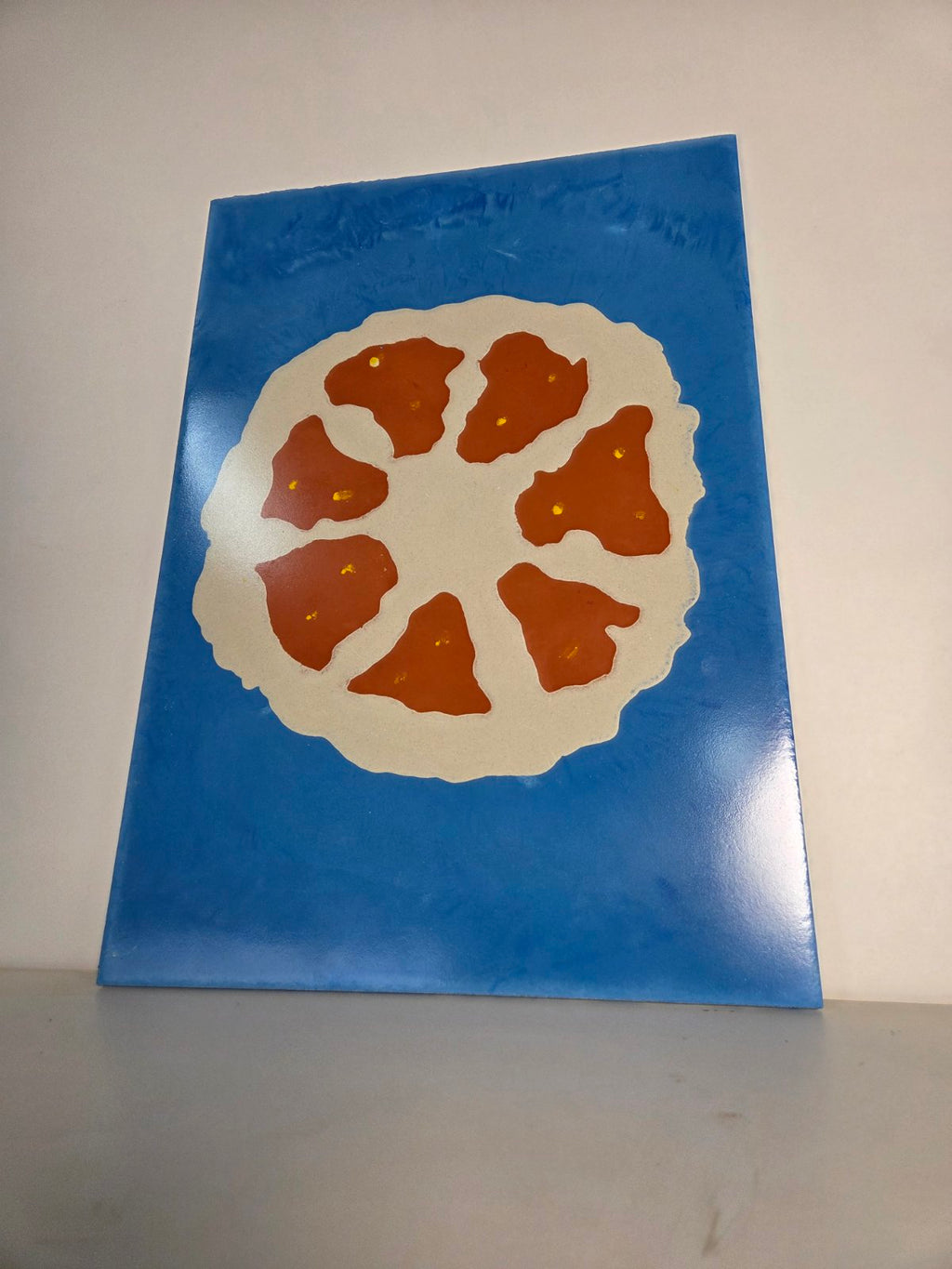 Orange Abstract Concrete Wall Art – Sculptural Statement Piece (575 × 400 mm)