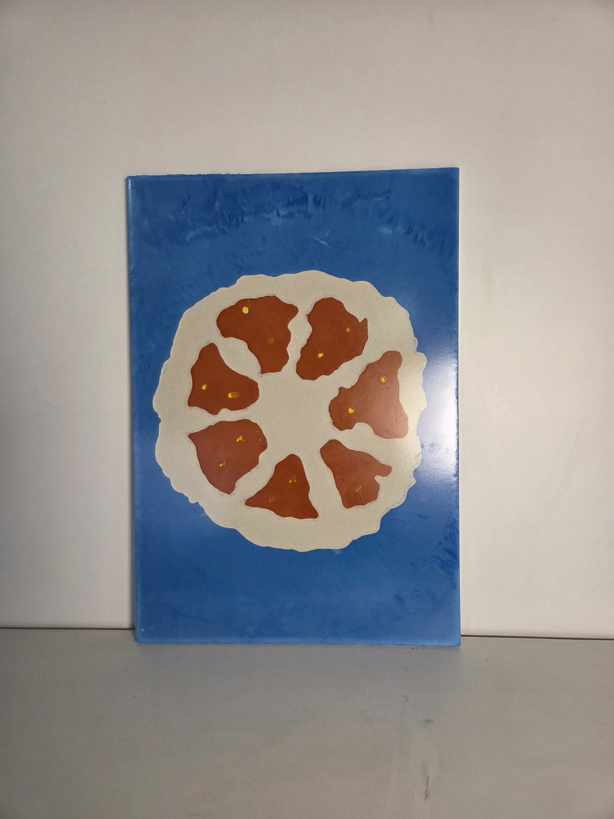 Orange Abstract Concrete Wall Art – Sculptural Statement Piece (575 × 400 mm)