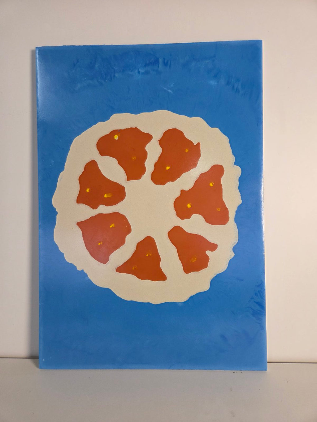 Orange Abstract Concrete Wall Art – Sculptural Statement Piece (575 × 400 mm)