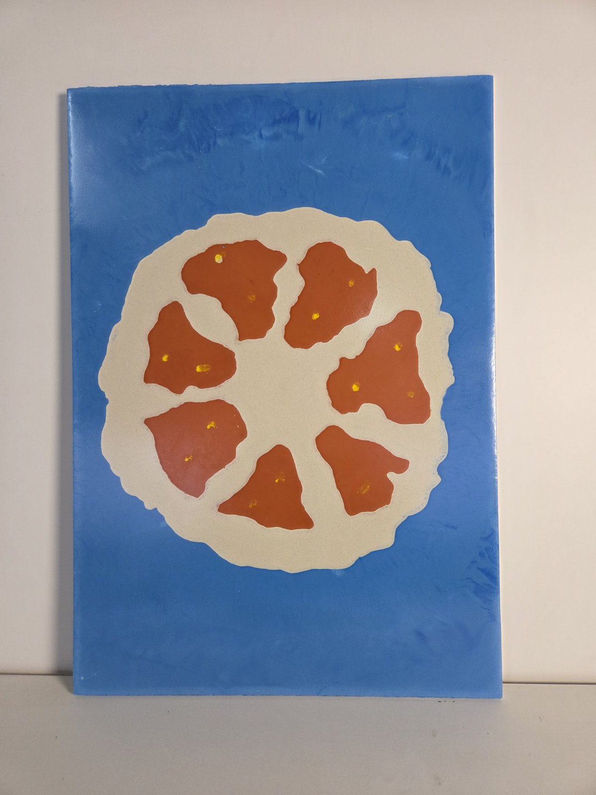 Orange Abstract Concrete Wall Art – Sculptural Statement Piece (575 × 400 mm)