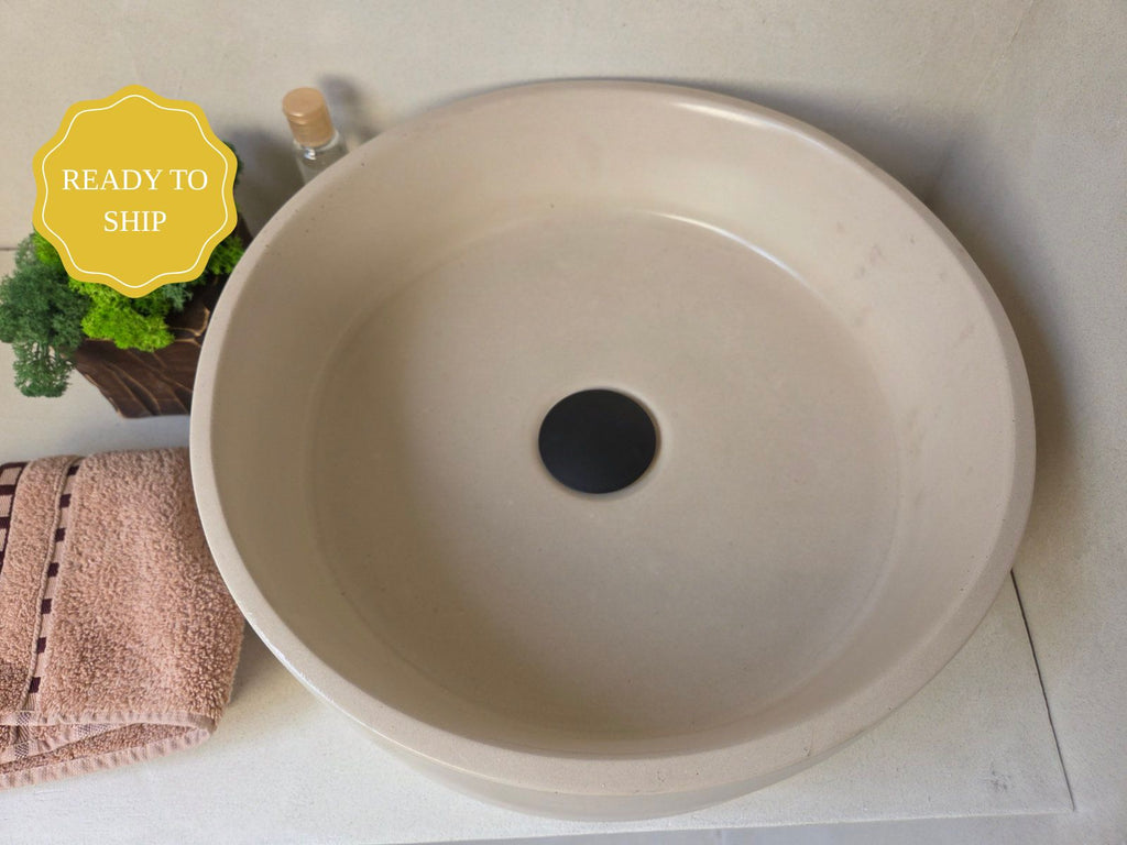 LAI Round Handmade Concrete Basin - Essential collection (37cm) | In Stock