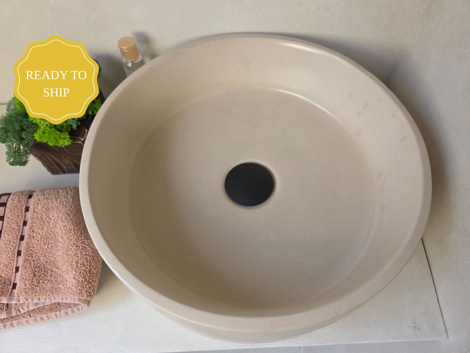 LAI Round Handmade Concrete Basin - Essential collection (37cm) | In Stock