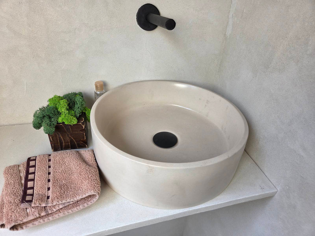 LAI Round Handmade Concrete Basin - Essential collection (37cm) | In Stock