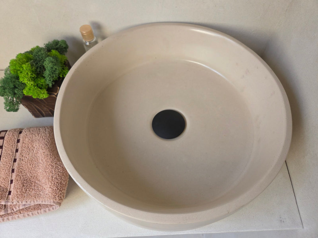 LAI Round Handmade Concrete Basin - Essential collection (37cm) | In Stock