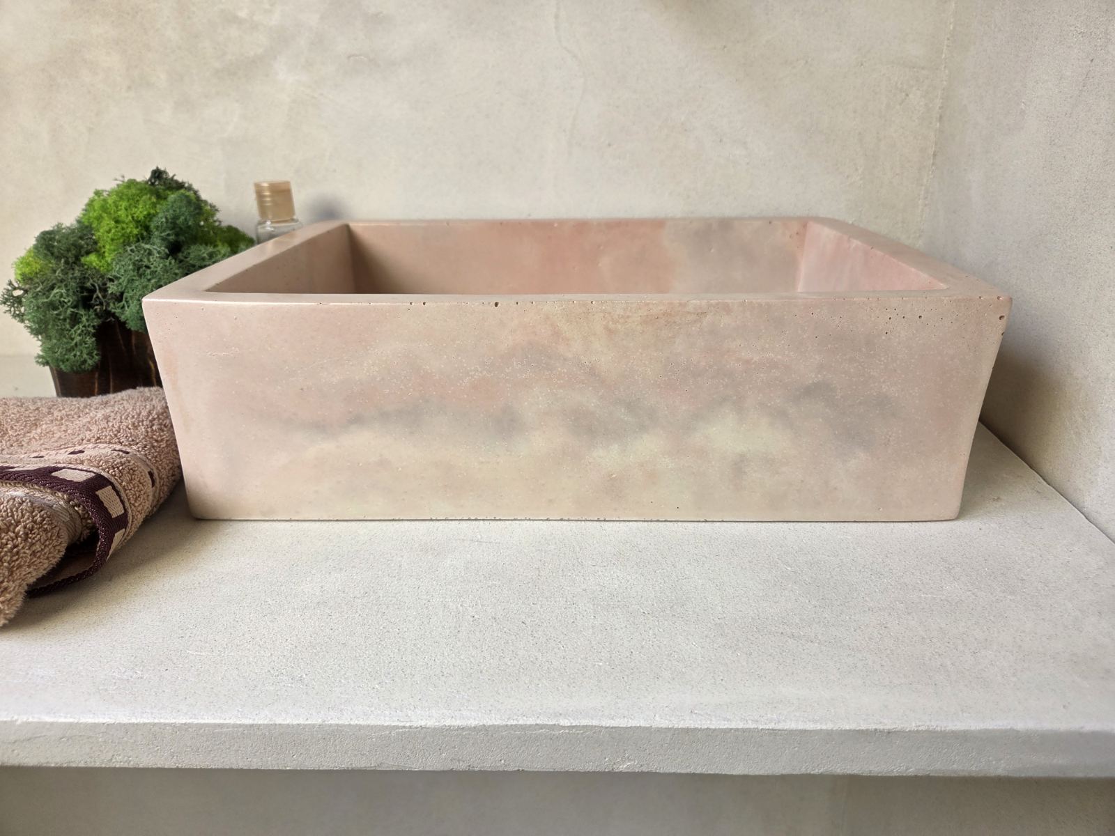 MINI Bathroom Concrete Basin - Marbeli Collection (35x25cm) | In Stock - Pink Marble Effect