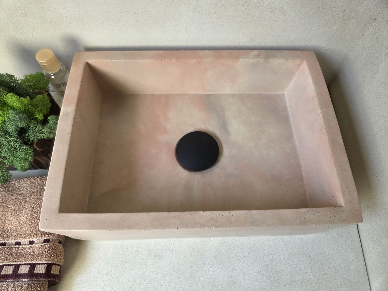 MINI Bathroom Concrete Basin - Marbeli Collection (35x25cm) | In Stock - Pink Marble Effect
