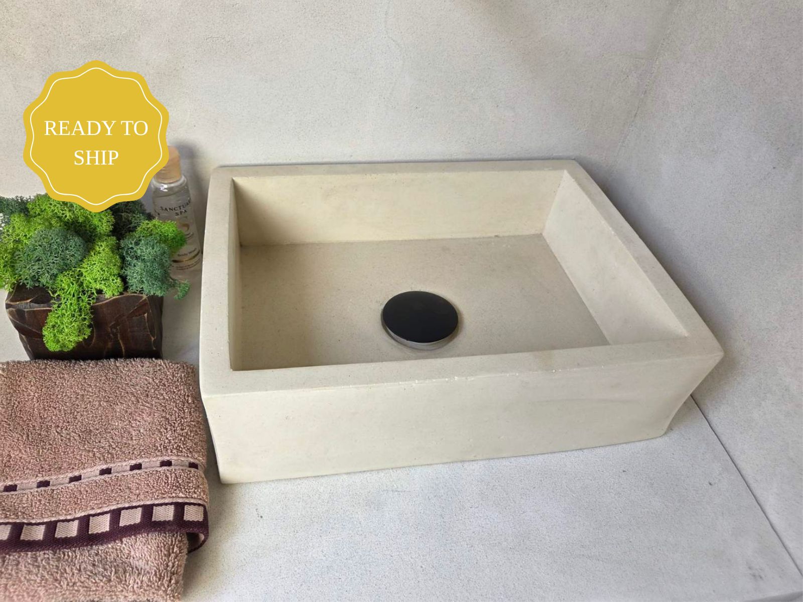 MINI Bathroom Concrete Basin - Essential Collection (35x25cm) | In Stock - Ivory