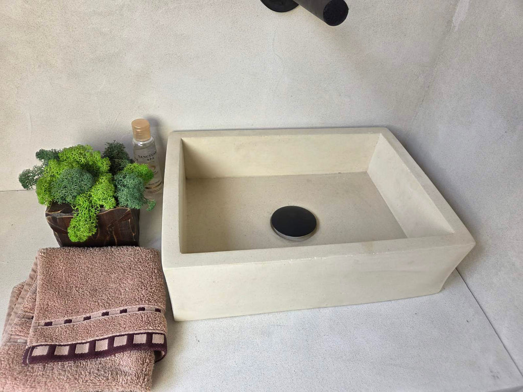 MINI Bathroom Concrete Basin - Essential Collection (35x25cm) | In Stock - Ivory