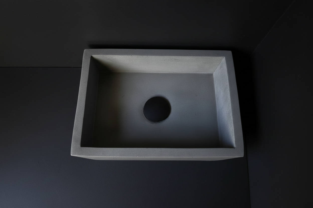 Concrete sink on a black background