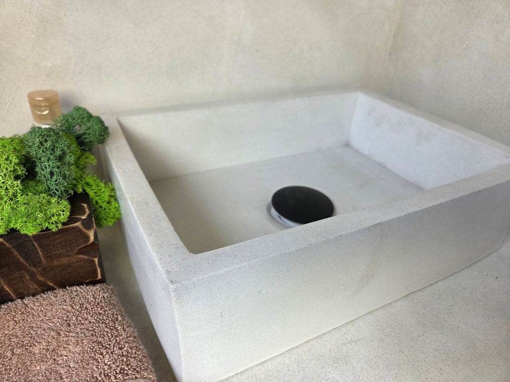 MINI Bathroom Concrete Basin - Essential Collection (35x25cm) | In Stock - Snow