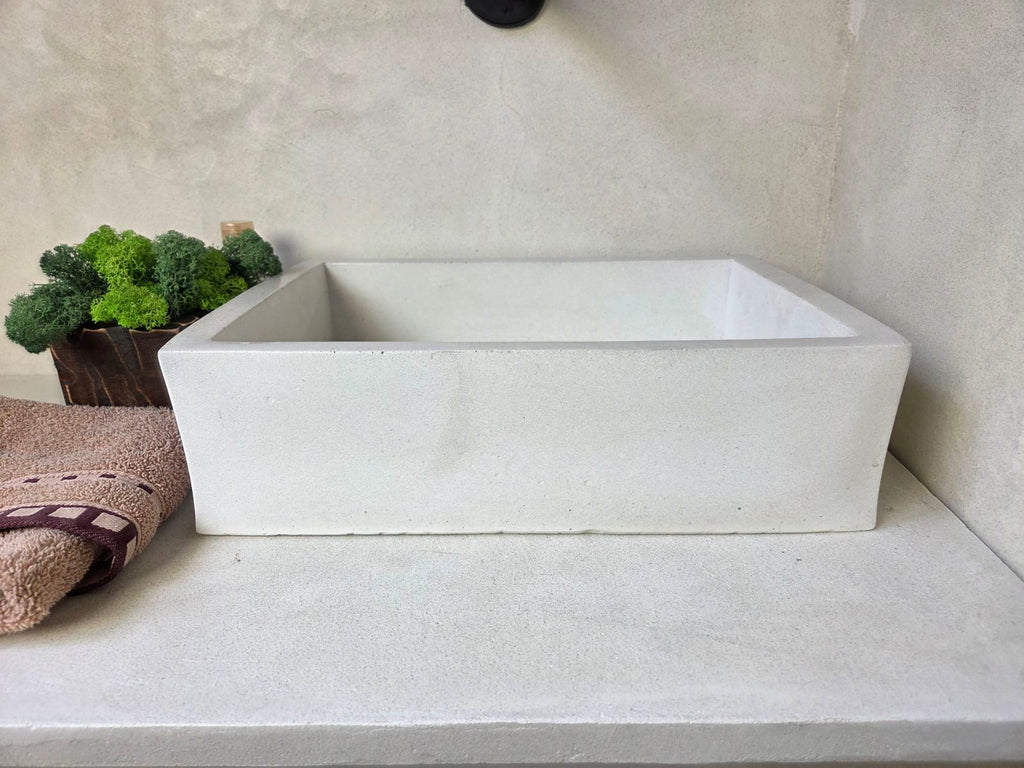 MINI Bathroom Concrete Basin - Essential Collection (35x25cm) | In Stock - Snow