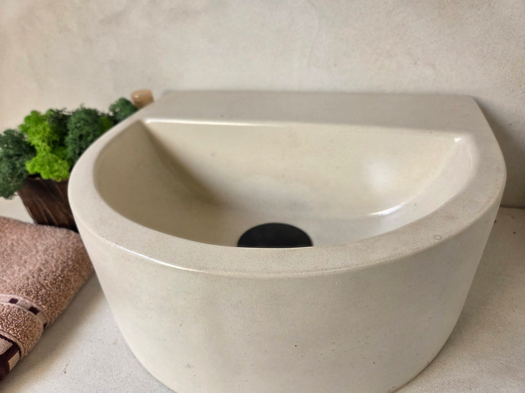 ONIK Semi-Oval Concrete Basin - Essential Collection (31.5x27cm) | In Stock - Ivory