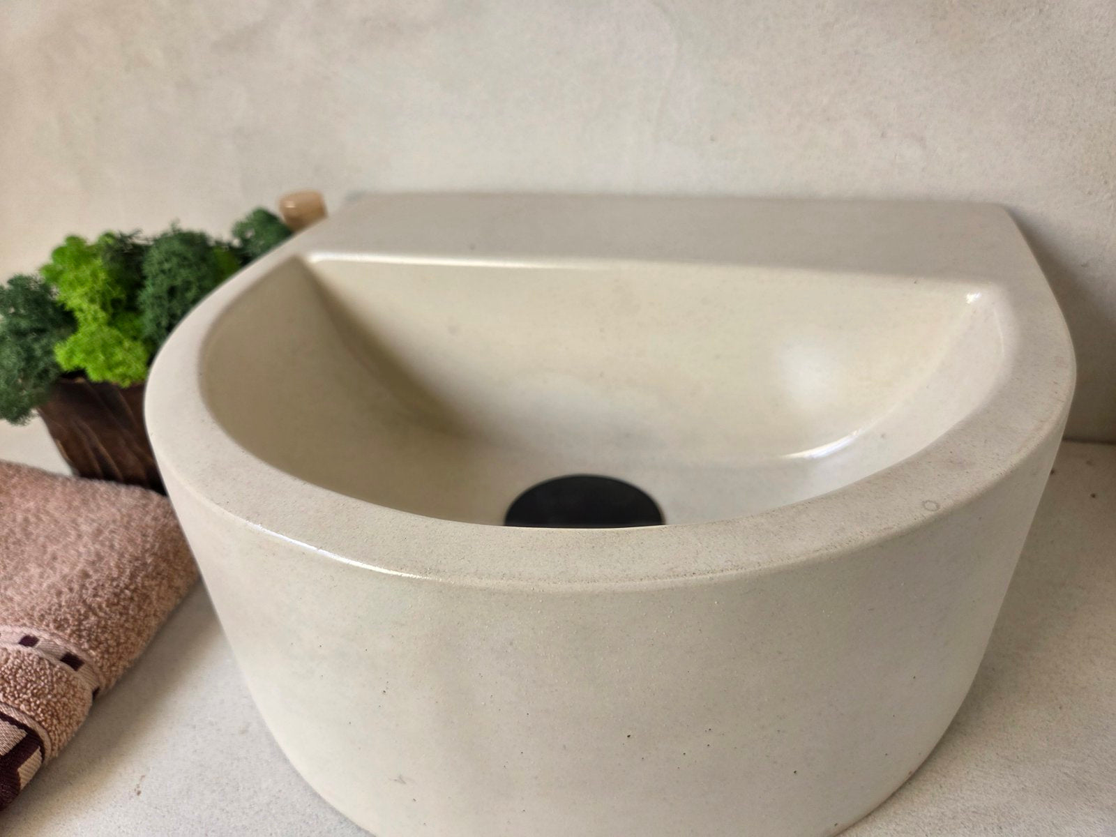 ONIK Semi-Oval Concrete Basin - Essential Collection (31.5x27cm) | In Stock - Ivory