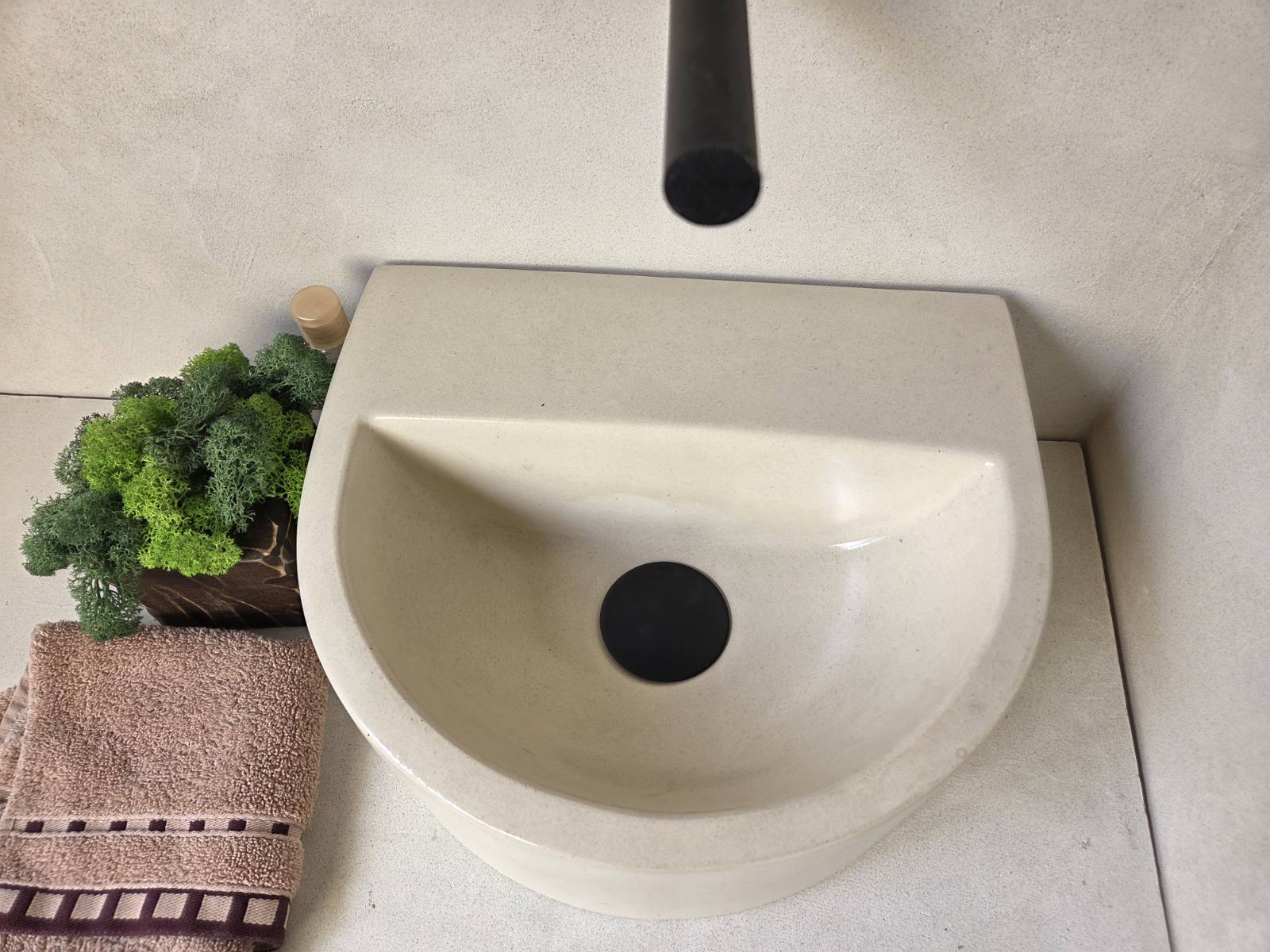 ONIK Semi-Oval Concrete Basin - Essential Collection (31.5x27cm) | In Stock - Ivory