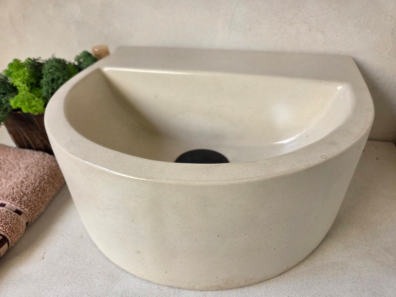 ONIK Semi-Oval Concrete Basin - Essential Collection (31.5x27cm) | In Stock - Ivory