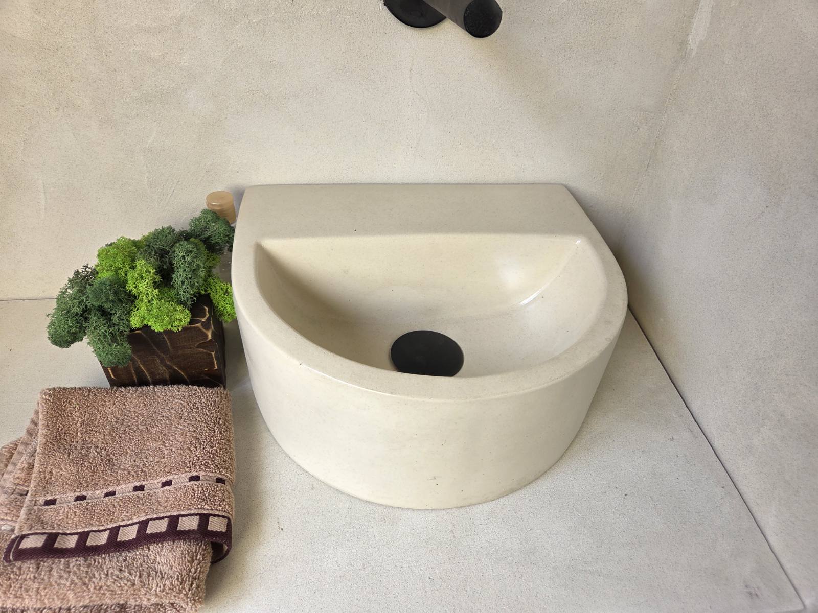 ONIK Semi-Oval Concrete Basin - Essential Collection (31.5x27cm) | In Stock - Ivory