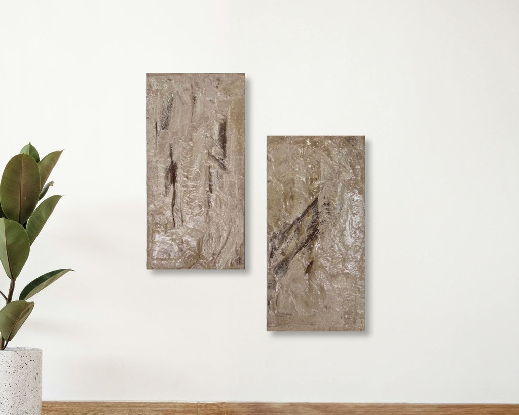 Strata Concrete & Resin Wall Art Set - Abstract Textured Panels (50 × 25 cm)