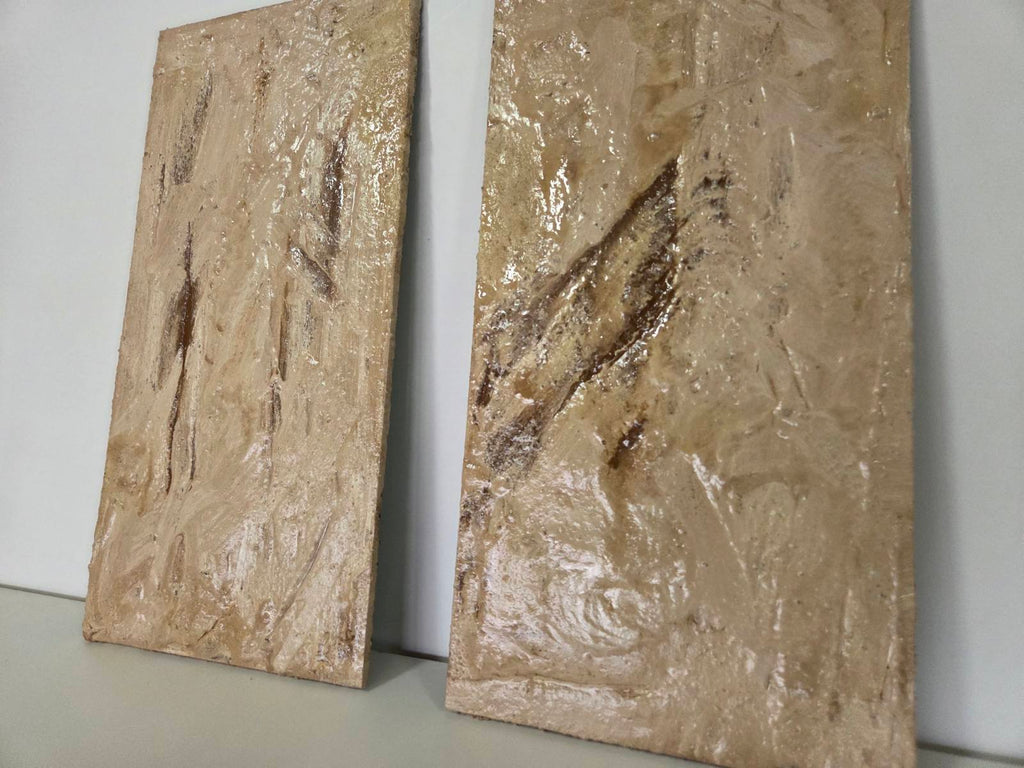 Strata Concrete & Resin Wall Art Set - Abstract Textured Panels (50 × 25 cm)