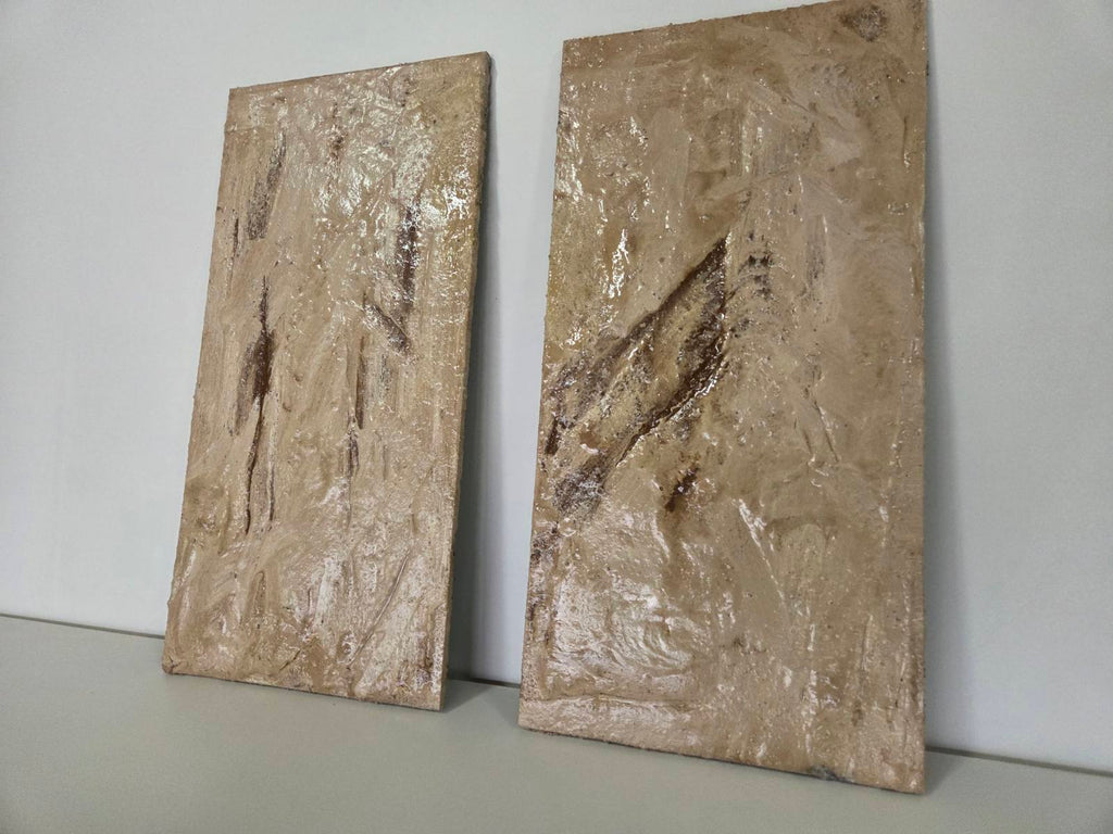 Strata Concrete & Resin Wall Art Set - Abstract Textured Panels (50 × 25 cm)