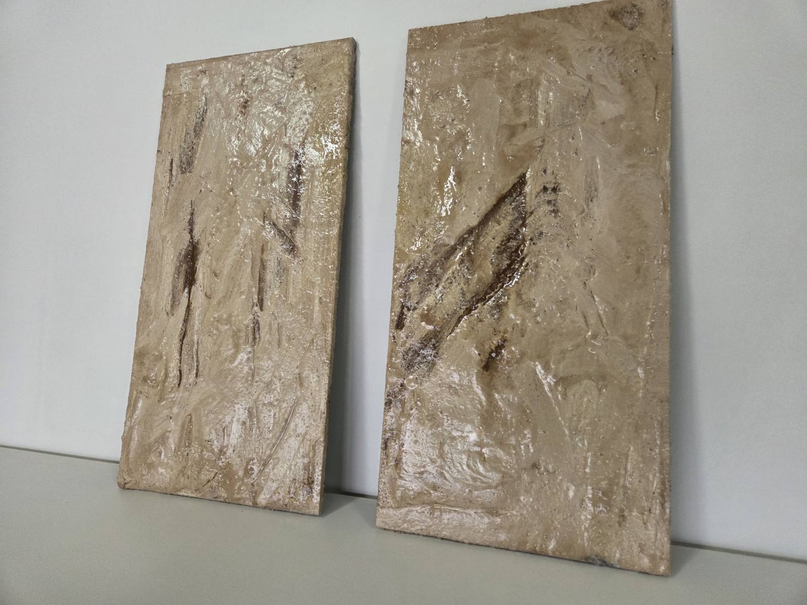 Strata Concrete & Resin Wall Art Set - Abstract Textured Panels (50 × 25 cm)