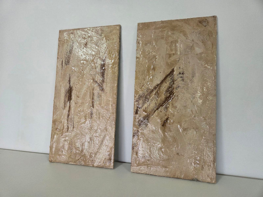 Strata Concrete & Resin Wall Art Set - Abstract Textured Panels (50 × 25 cm)