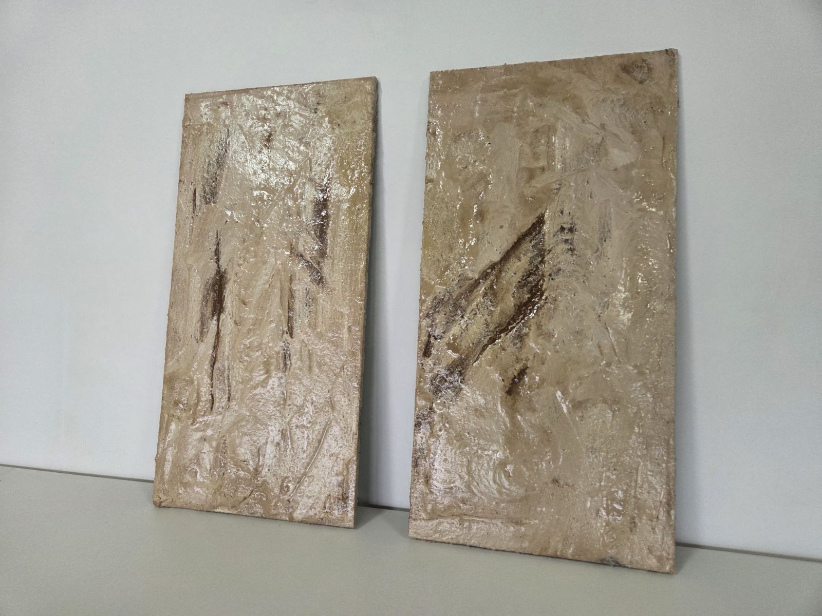 Strata Concrete & Resin Wall Art Set - Abstract Textured Panels (50 × 25 cm)